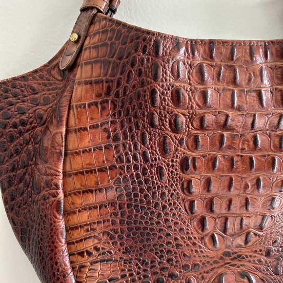 Brahmin Toasted Almond Shoulder  Croc Handbag Jacqueline Purse Bag Vintage - Picture 2 of 14